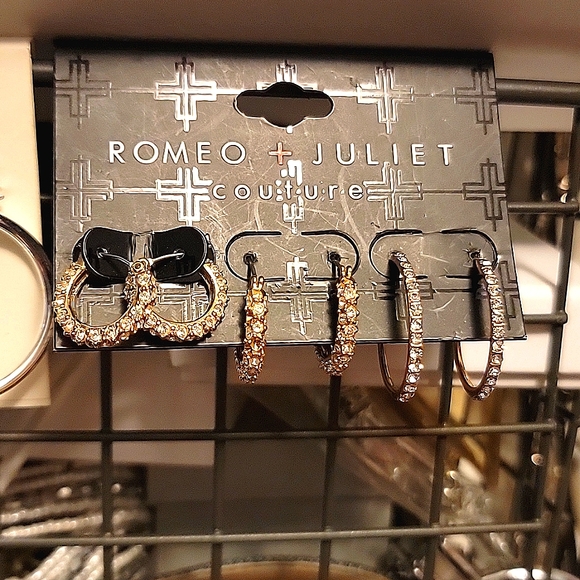 Romeo & Juliet Couture Gold and Silver Hoop Earrings Trio - Picture 3 of 3